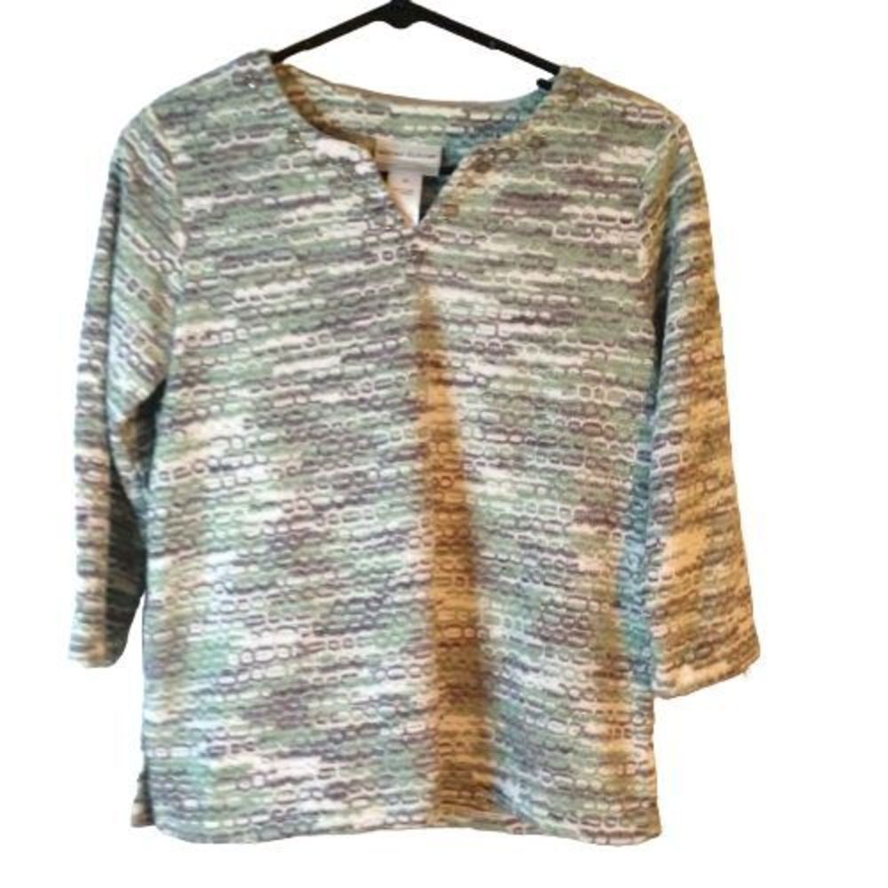 Alfred Dunner Heavy Weight  Blouse Grey Green Women's Size PS‎